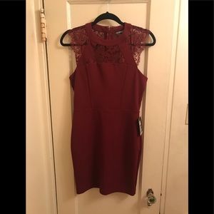 Express Burgundy Lace Mini Dress